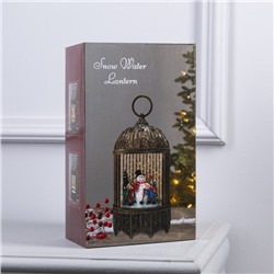 Светодиодная фигура «Фонарь с Дедом Морозом и оленями» 13×25.5×8 см, пластик, батарейки ААх3 (не в комплекте), USB, свечение тёплое белое
