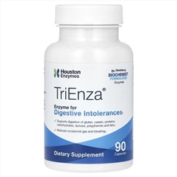 Houston Enzymes, TriEnza, фермент для пищеварительной системы в случае наличия непереносимости продуктов, 90 капсул