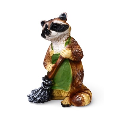 Садовая фигура из полистоуна «Енот с метлой», 26×24×38 см