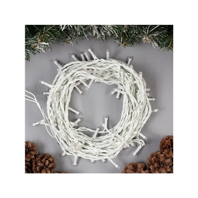 Гирлянда «Нить» 10 м, IP44, белая нить, 100 LED, свечение жёлтое, 8 режимов, 220 В