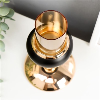 Подсвечник на 1 свечу «Золотые шарики», чёрный с золотом, 14×10×10 см