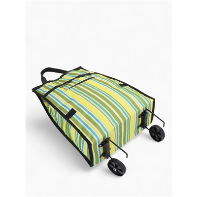 Сумка хозяйственная складная на липучке, 2 колеса, наружный карман, 32×13×52 см, зелёная