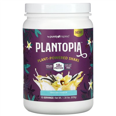 Purely Inspired, Plantopia, Plant-Powered Shake, Tahitian Vanilla, 1.38 lbs (628 g)
