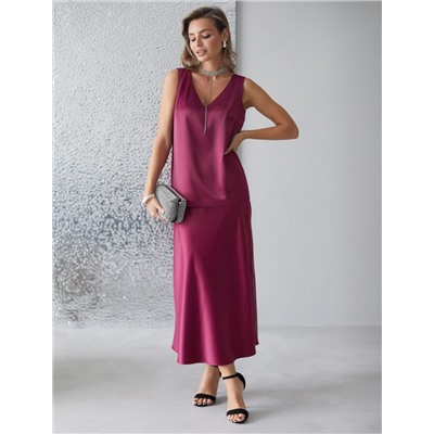 Элегантный топ с V вырезом из струящегося сатина