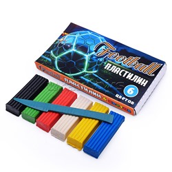 Пластилин 6 цветов "Футбол" 120 гр, стека пластиковая, в термоусадке, картонная упаковка