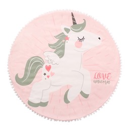 Одеяло-плед "Крошка Я" Единорог 90х90 см, велюр, 100% пэ, синтепон 100г/м2