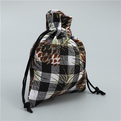 Мешочек подарочный новогодний холща «Шишки», 10×12 см ± 1.5 см