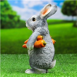 Садовая фигура из полистоуна «Зайка несет морковь», 22×9×13 см