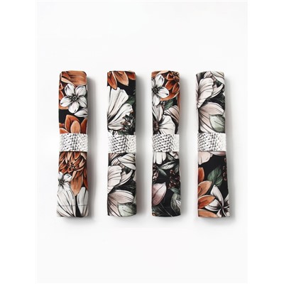 Набор салфеток с декоративными кольцами «Этель» Meadow flower, 40×40 см - 4 шт., 100% хлопок, саржа