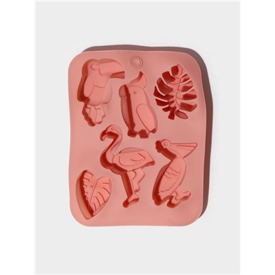 Форма для выпечки Доляна «Тропики», силикон, 18×14×2.5 см, розовая