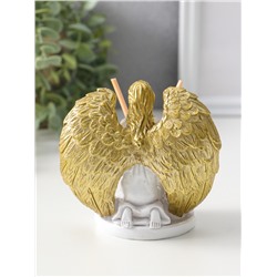 Аромадиффузор для эфирных масел с палочками «Ангел со свечой», полистоун, белый с золотом, 7.5×12×11 см