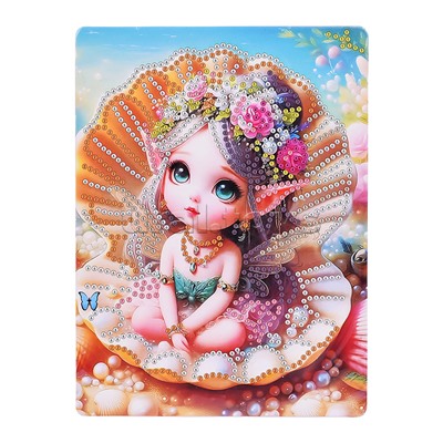 Мозаика алмазная "Малышка в ракушке" 15*20см