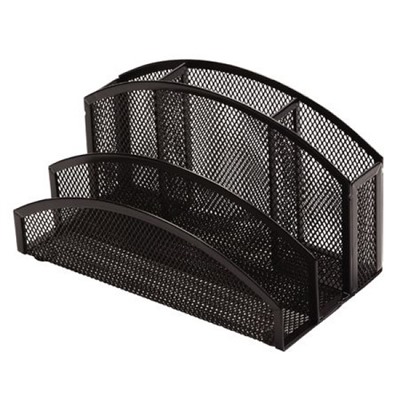 Подставка для письменных принадлежностей металлическая сетка Premium 5 отделений 220х120х120 мм черная HY63315 BK ORANGE PEEL