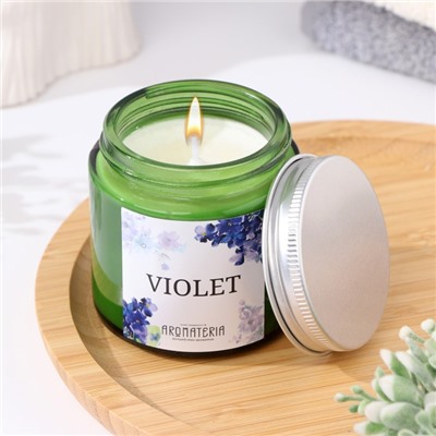 Свеча в банке Spring Flowers. Violet, из соевого воска, 25 ч, 120 мл, фиалка