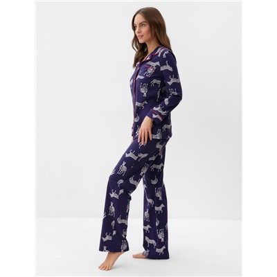 Пижама женская (рубашка и брюки) KAFTAN Zebra размер 40-42, цвет синий