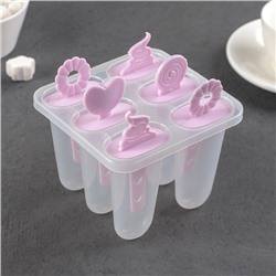 Форма для мороженого «Фигурки», 12.5×11×9 см, 6 ячеек, цвет прозрачный