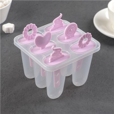 Форма для мороженого «Фигурки», 12.5×11×9 см, 6 ячеек, цвет прозрачный