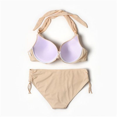 Купальник раздельный бельевой на завязках женский, цвет кремовый, размер 54