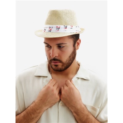 Шляпа мужская MINAKU, размер 58, молочная