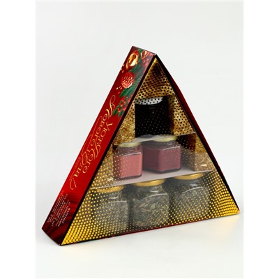 Подарочный набор новогодний «Уютного года» крем-мёд 2 шт. × 120 г, варенье 100 мл., чай 3 шт. × 25 г