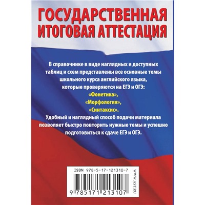 АСТ Л. М. Гудкова, О. В. Терентьева "Английский язык. Краткий справочник в таблицах и схемах для подготовки к ЕГЭ и ОГЭ"