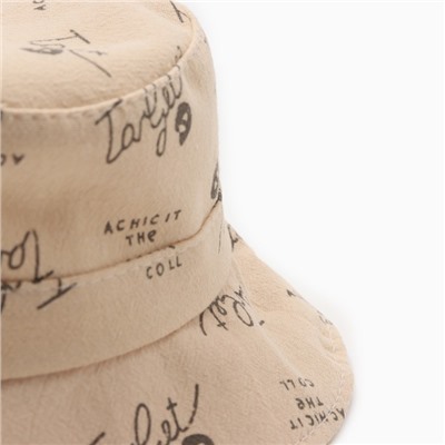 Панама детская MINAKU «Надписи», размер 48-50, бежевая