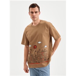 Футболка мужская MINAKU: Art, коричневая, р-р 42-44