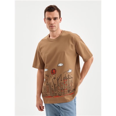 Футболка мужская MINAKU: Art, коричневая, р-р 42-44