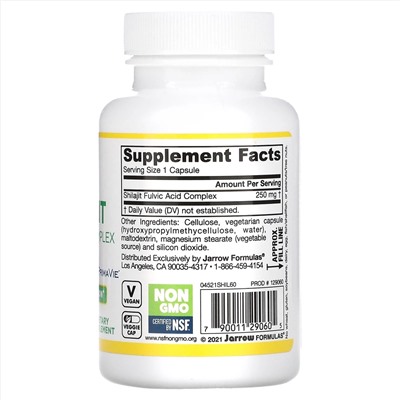Jarrow Formulas, комплекс с мумие и фульвокислотой, 250 мг, 60 вегетарианских капсул