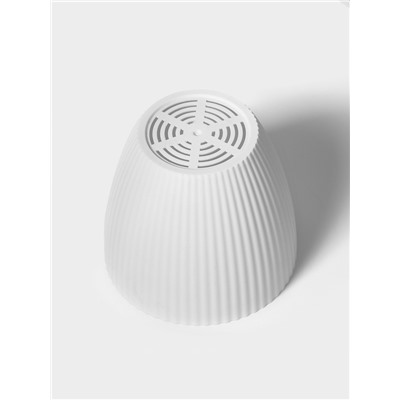 Горшок для цветов с поддоном Ribbed, пластиковый, 15×15×13 см, белый