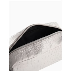 Косметичка на молнии с ручкой, объёмная, текстура, серая