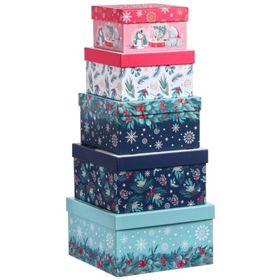 Набор коробок 5 в 1 «С Новым Годом!», 14×14×8.5 - 22×22×12.5 см