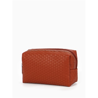 Косметичка универсальная, искусственная кожа, на молнии, коричневая