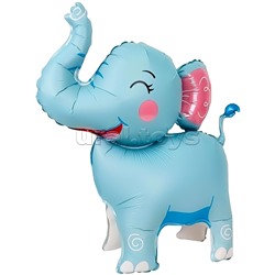 Шар 3D (25''/64 см) Фигура, Слоник, Голубой, Сатин, 1 шт. в уп.