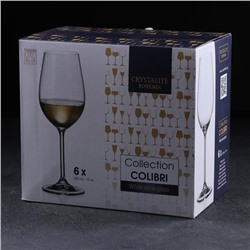 Бокалы для вина Colibri, 350 мл, набор 6 шт., стекло, прозрачные