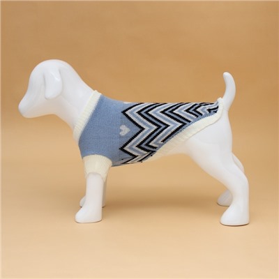 Свитер для животных «Волна», размер 2XL, ДС 34, ОШ 34, ОГ 32-51 см, голубой