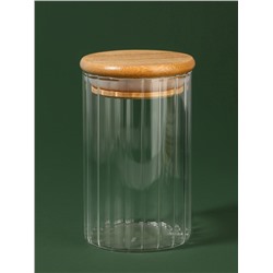 Органайзер для хранения ватных палочек BAMBOO, ребристый, с крышкой, d=6.5×10 см, прозрачный