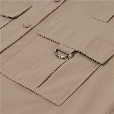 Платье мини женское MINAKU: Safari, бежевое, размер 48