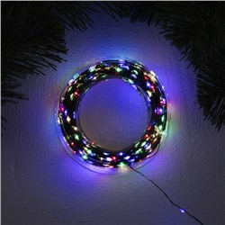 УЦЕНКА Гирлянда «Нить», 50 м, роса, IP44, 500 LED, 31 В, 8 режимов, зелёная нить, свечение мульти