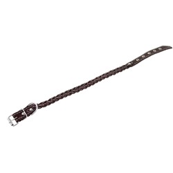 Ошейник плетёный, 42×2 см, ОШ 35-45 см, кожа, цвет МИКС