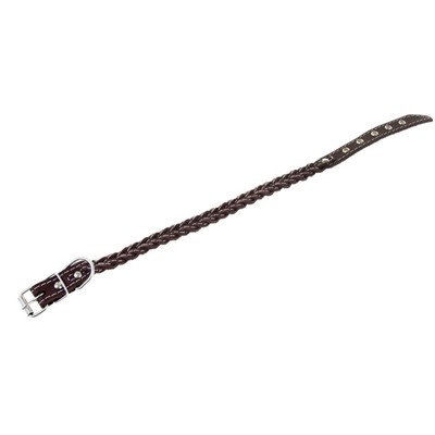 Ошейник плетёный, 42×2 см, ОШ 35-45 см, кожа, цвет МИКС