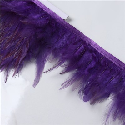Перья петуха декоративные, на ленте, 10-15 см, 5±0.5 м, фиолетовые
