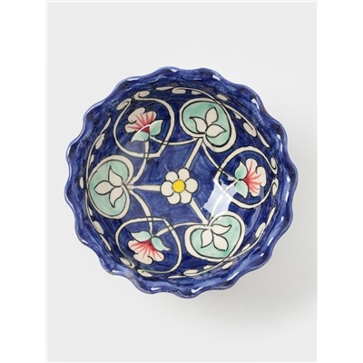 Конфетница узбекская Риштанская Керамика «Цветы», 13 см, синяя