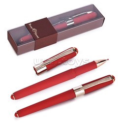 Ручка в футляре "Monaco" шариковая 0.5мм, синяя (красный корпус, коричневая коробка)