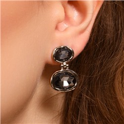 Серьги бижутерия с крупным камнем, вставка: фианиты, цвет: серый, арт.101.269