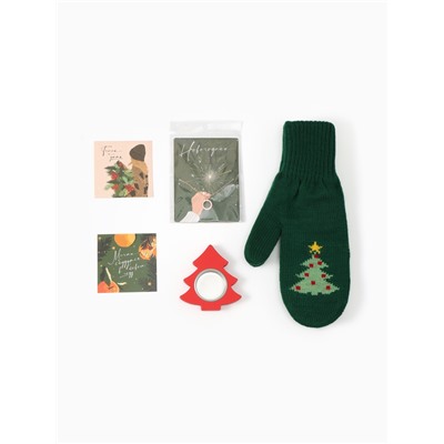 Набор подарочный новогодний KAFTAN «Любви»: варежки размер 19, подвеска, свеча, 2 открытки