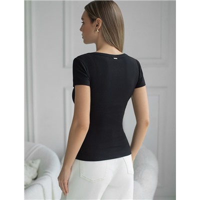 Футболка из трикотажа в широкий рубчик