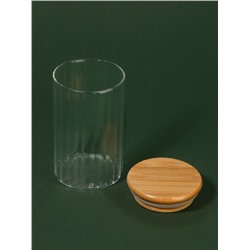 Органайзер для хранения ватных палочек BAMBOO, ребристый, с крышкой, d=6.5×10 см, прозрачный