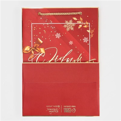 Пакет подарочный новогодний ламинированный «С Новым годом», 21×30×15 см