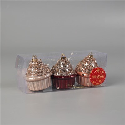 Ёлочные игрушки 3 шт. «Пирожное Феерия нежность» 8×5.5 см, МИКС